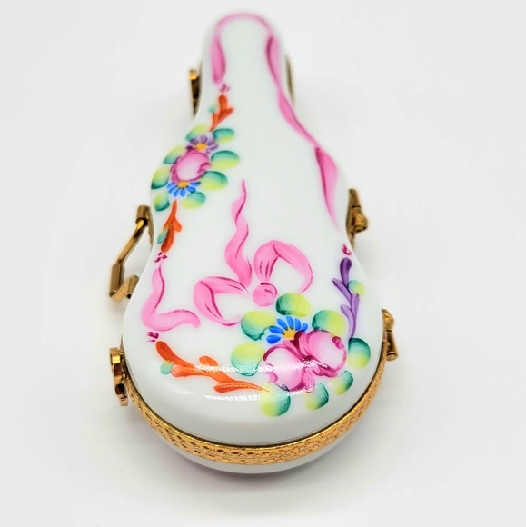 Limoges Accents Authentic Limoges Violin And Case Trinket Box Peint